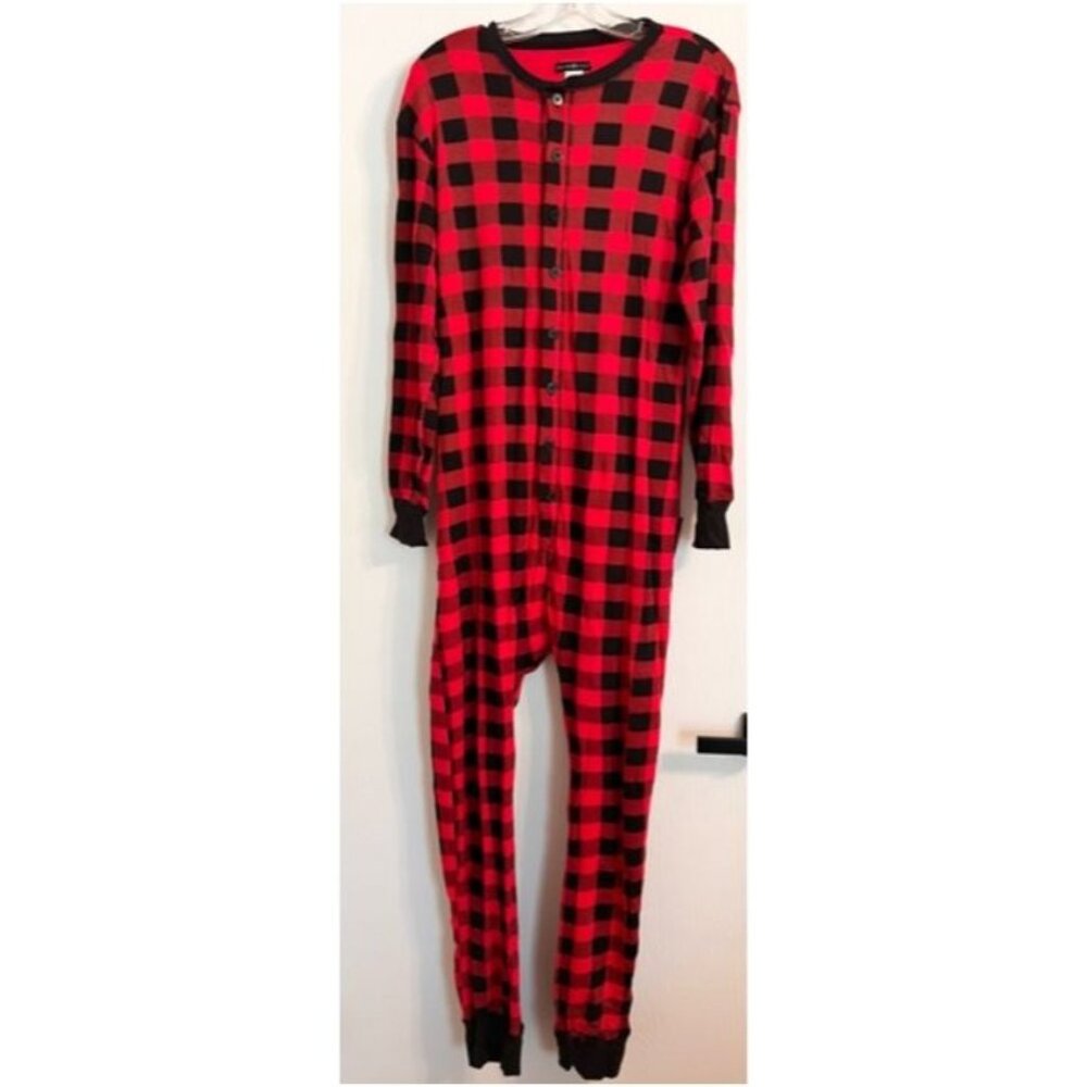 Silver Lilly Buffalo Flannel One Piece Pajamas Red Size Small